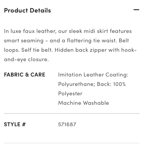 Seamed Faux Leather Tie Waist Midi Skirt - Picture 6 of 6